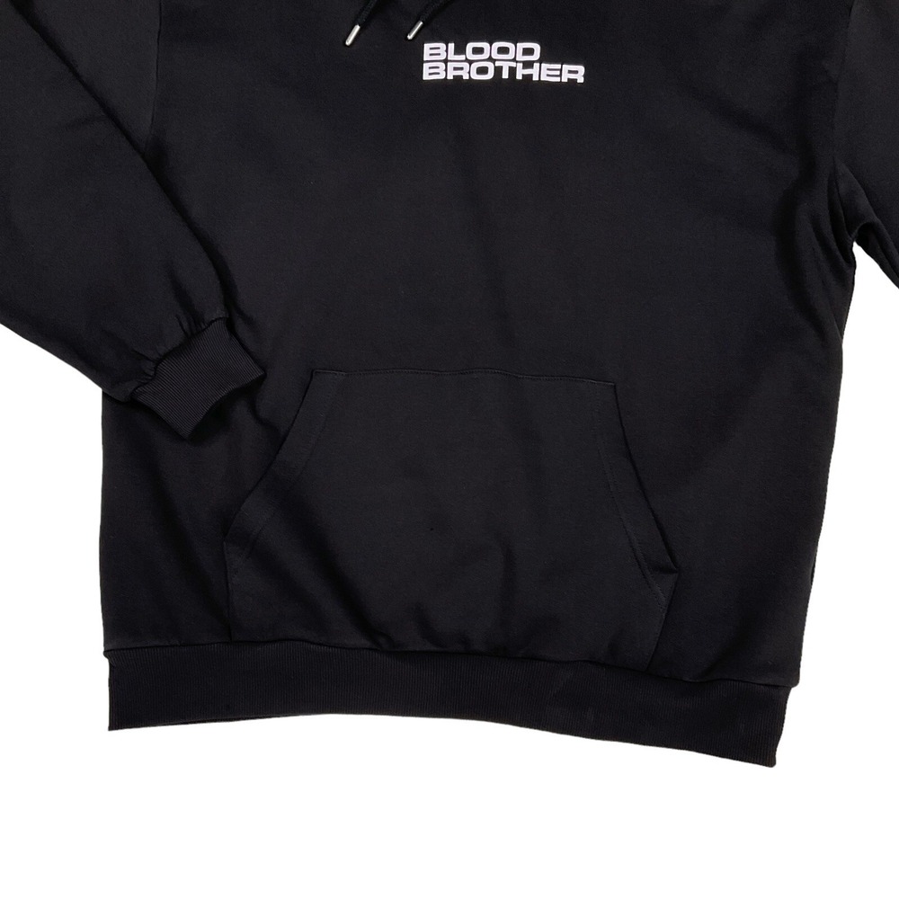 Blood Brother Sweatshirt Mens Large Black Drawstring Long Sleeve Hoodie NWOT - Picture 2 of 11